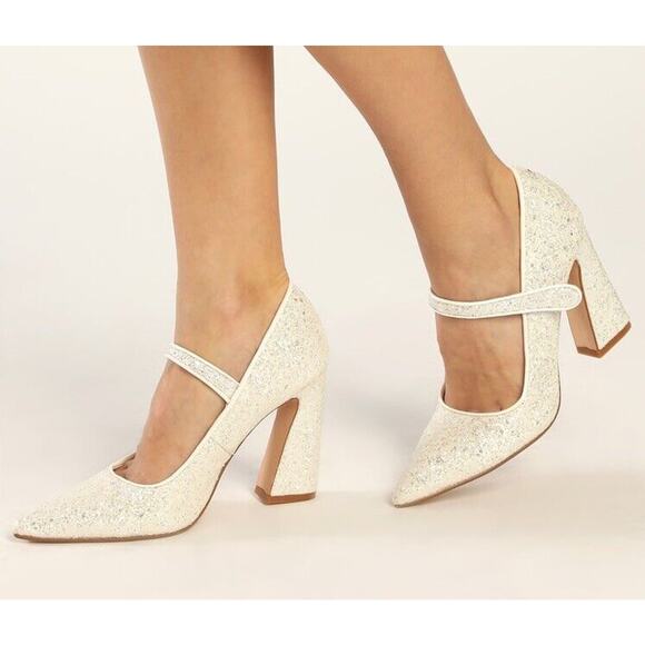 Lulus Luiz Sparkle‎ Pointed Toe Pumps 7 Formal Prom Wedding Princess Quinceanera - Picture 1 of 15